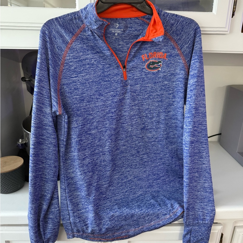 Colosseum Heathered Blue and Orange Quarter-Zip Pullover